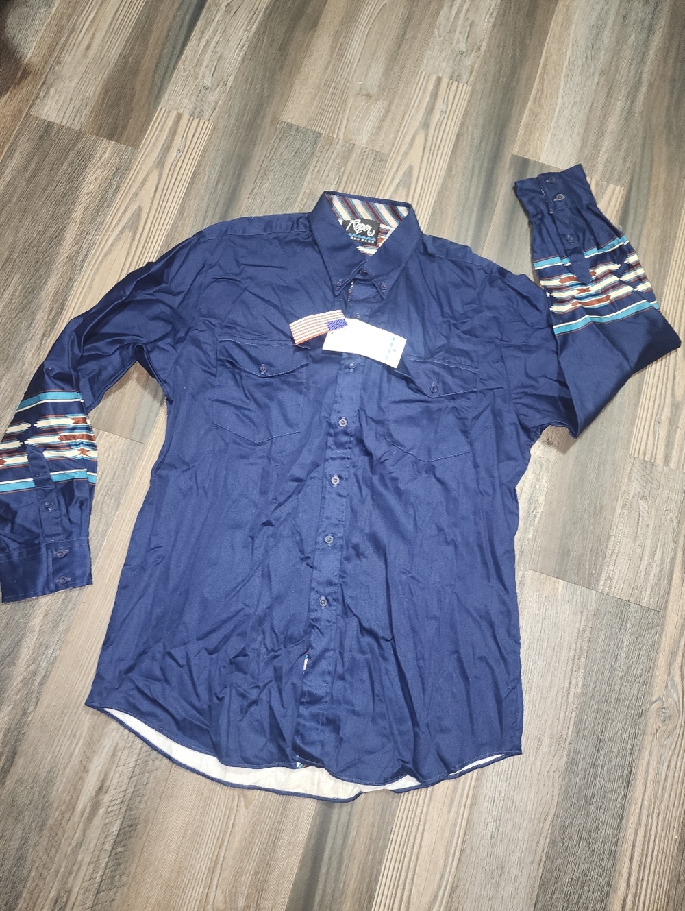 NWT Men's Roper Vintage 90s Button Down Shirt XL Blue Western Cowboy